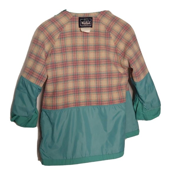 Vintage Woolrich USA Woman Medium Coat Jacket Teal Pink Wool Lined Collar Winter - Picture 3 of 9